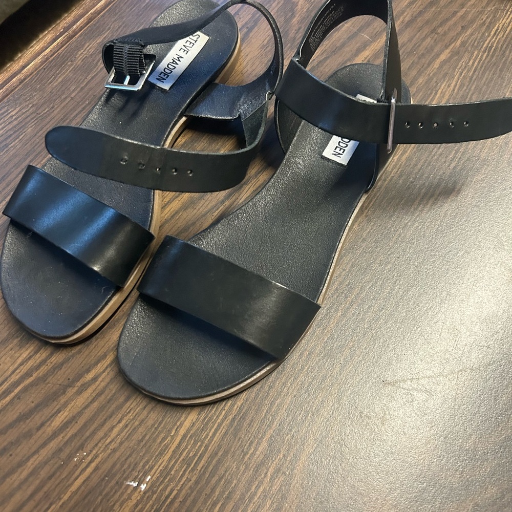Steve Madden Black Leather Sandals